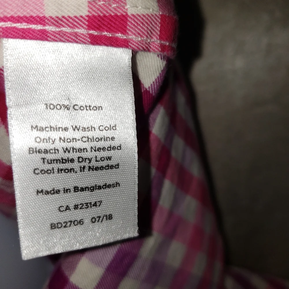 NWOT Talbots pink & purple gingham check button down blouse top Womens Medium_4